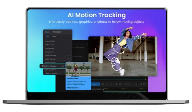 AI Motion tracking of PowerDirector